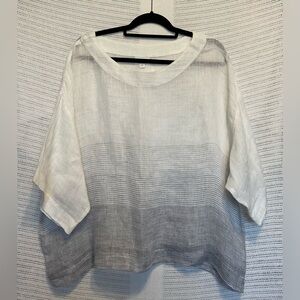 Cream and Gray Oversized Boxy Blouse